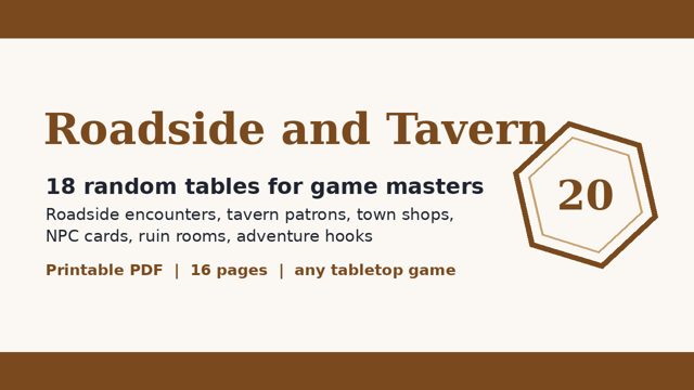 Roadside and Tavern: 18 Random Tables for Game Masters preview